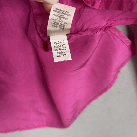 J Jill Blouse Womens Medium Fuchsia Pink Pleated Dressy Feminine Top 100% Silk - Picture 16 of 16